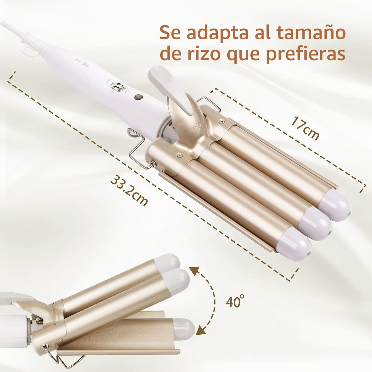 Flintronic 25mm Rizador de Pelo, Rizador de 3 Tubos Rápido, Iron Wave Curler Multifunción Temperatura Ajustable 180℃/210℃ para Rizar y Ondas un Efecto Ondulado, Turmalina y Cerámica