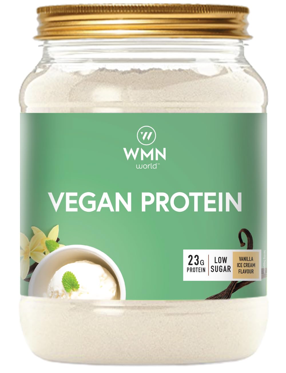 Vegan Protein - Natural Vanilla Ice Cream, 500 g - Plant-Based, 23g Protein, Low Sugar, Low Calorie Vanilla 500 g