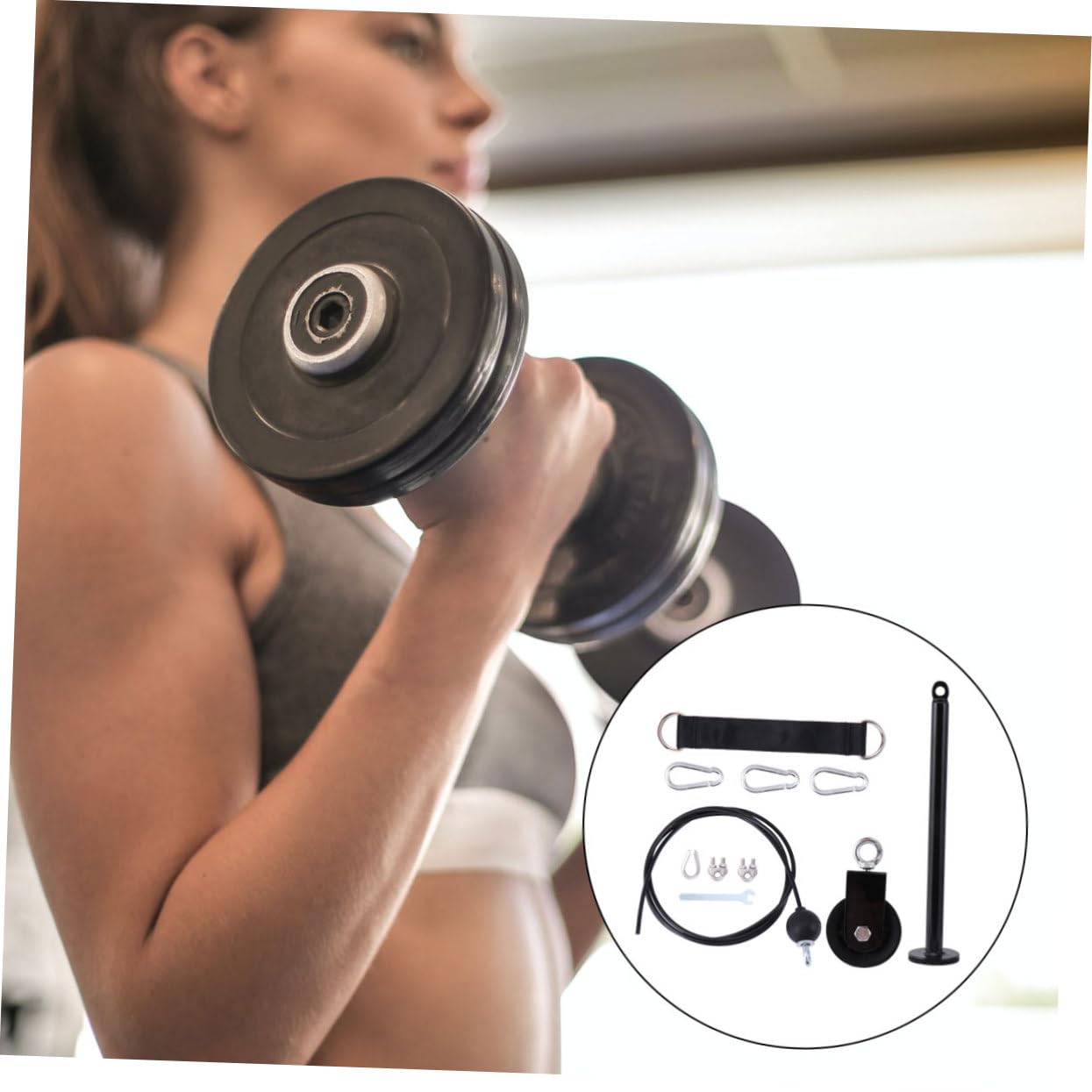 INOOMP Kit de Poleas de Entrenamiento DIY de Metal Negro 1 Juego | Sistema de Alta Resistencia, Ligero y Fácil de Instalar, para Entrenamiento de Fuerza en Casa
