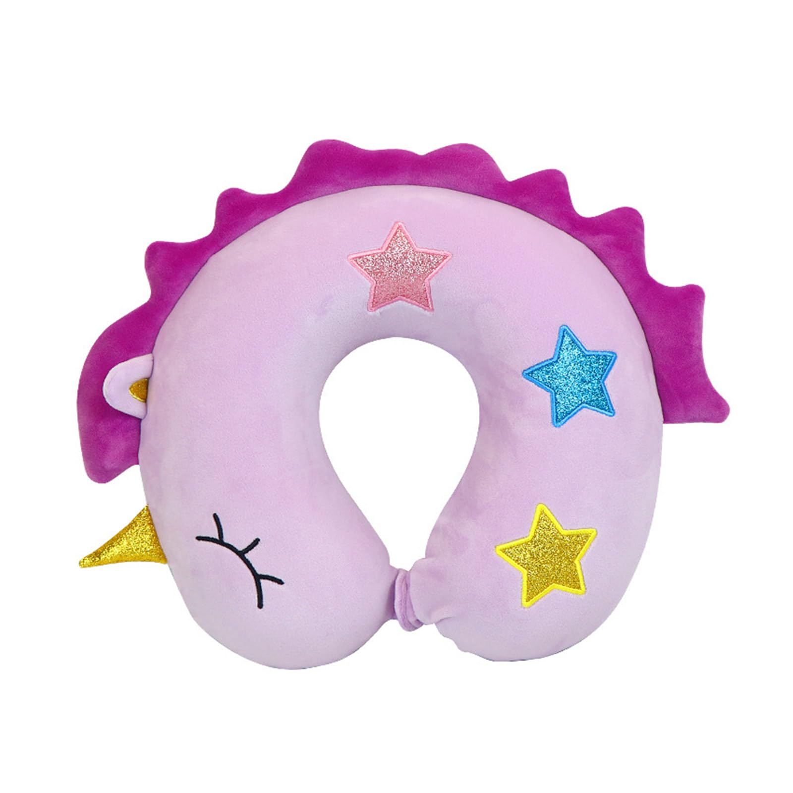 Buxuaaaa Kids Travel Pillow Memory Foam Neck Pillow Cute Animal Pattern Portable Travel Soft Cover