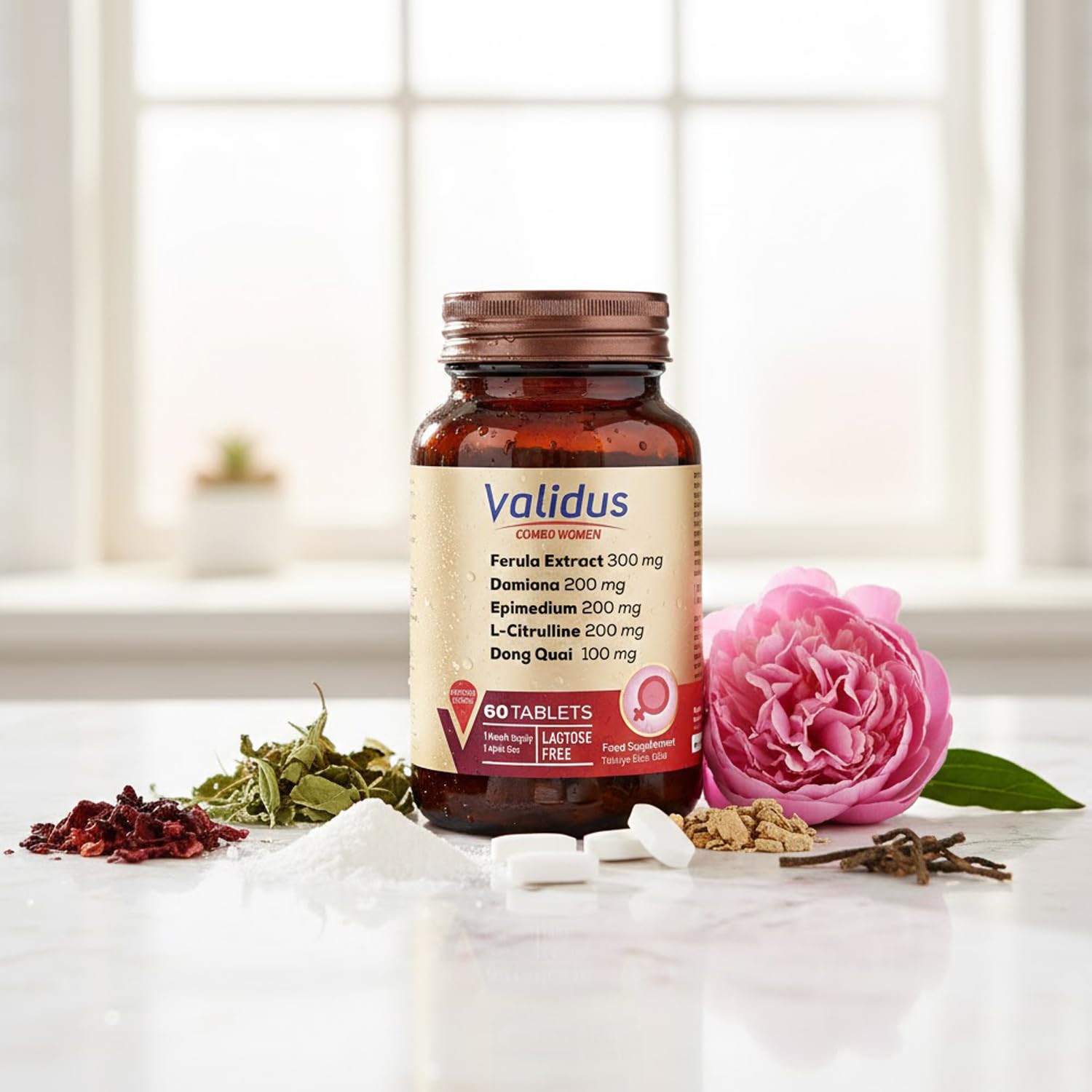 Validus Combo-Women 200 mg Epimedyum, 200 mg Damiana, Mineraller ve Takviyeler 60 Tablet