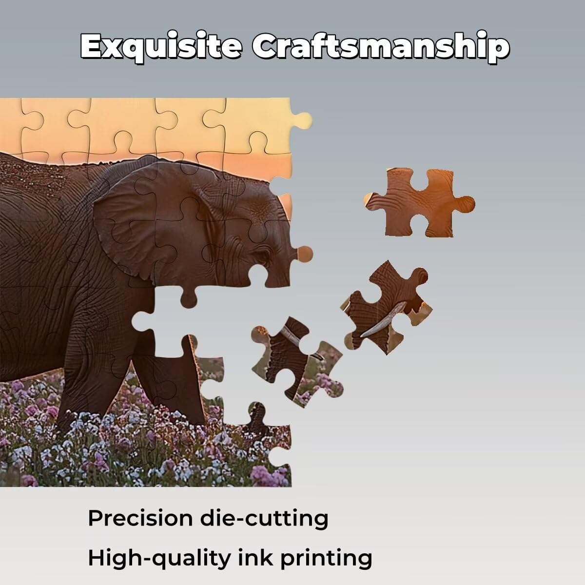 Puzzle 4000 Pezzi Elefante, Puzzle Fiore, Puzzles in Legno, 141x87cm -1418