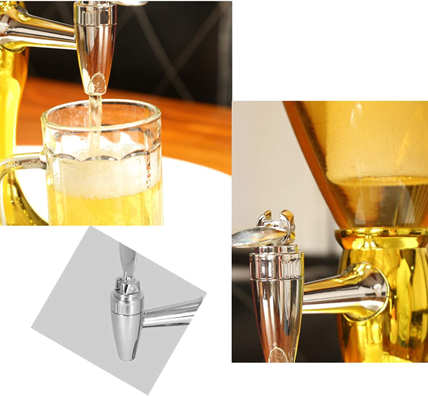 Amazon｜3Lビールタワーディスペンサー、卓上ビールタワー、LEDライト