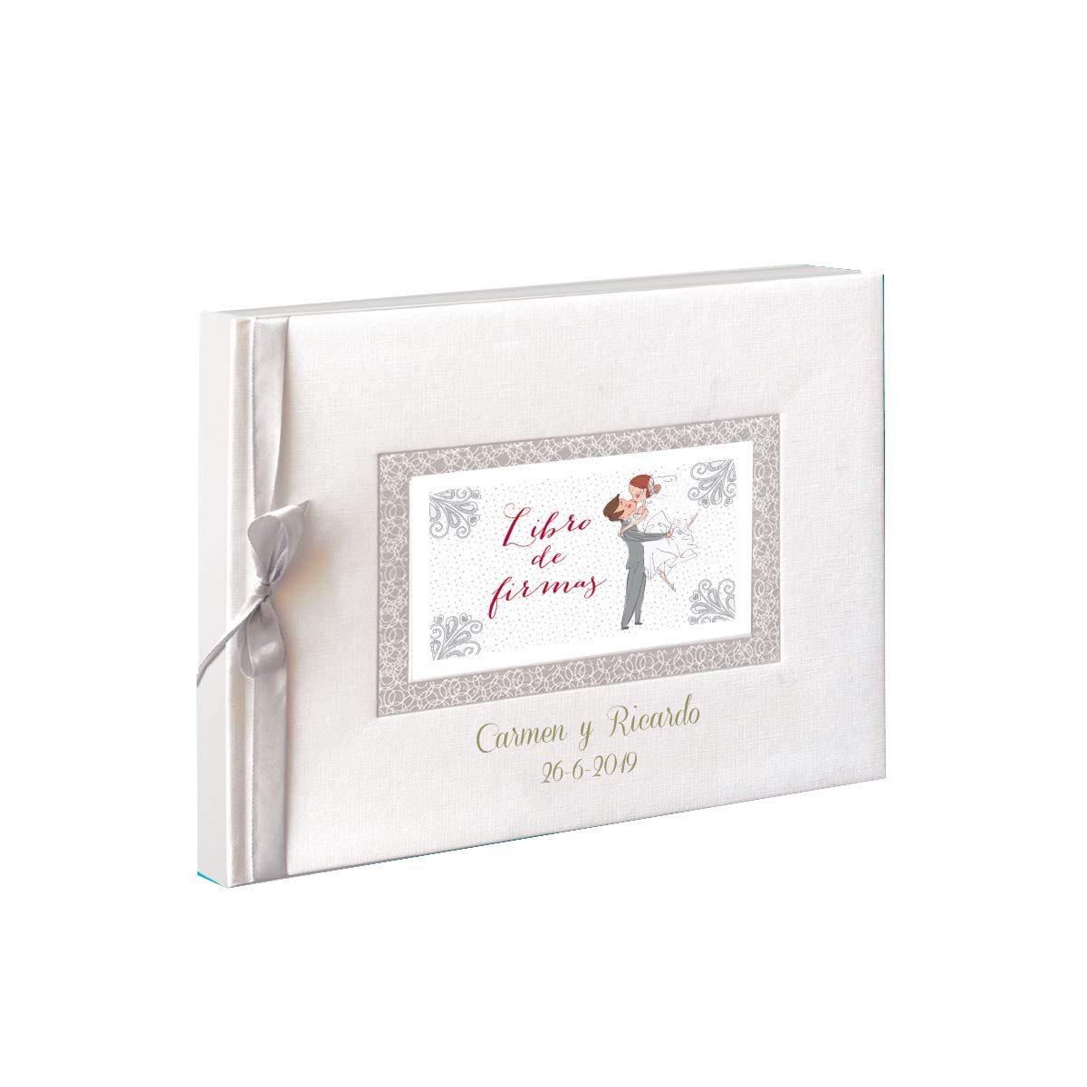 Curia Grabador Libro firmas Boda - Libro para noviosPERSONALIZADO, Grabado con Nombres y Fecha - Libro Recuerdo Boda para dedicatorias y Fotos