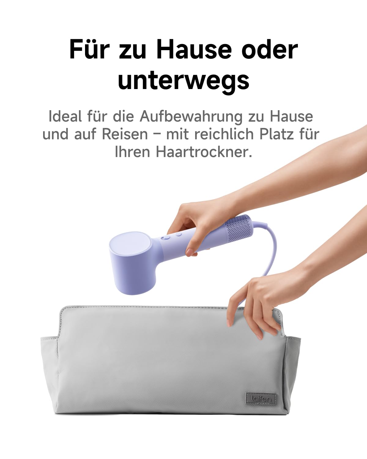 Laifen Premium Aufbewahrungstasche für Haartrockner, Reisetasche mit Magnetverschluss, Kompatibel Air, Mini, Neo & Neo Special, Schmutzabweisend, Grau
