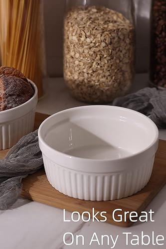 Miniatura 6 de Ramekins de 22 onzas  2 piezas de moldes de porcelana para souffle, crema brulee, pudín, tazas de natillas, juego de cuencos para hornear, aptos