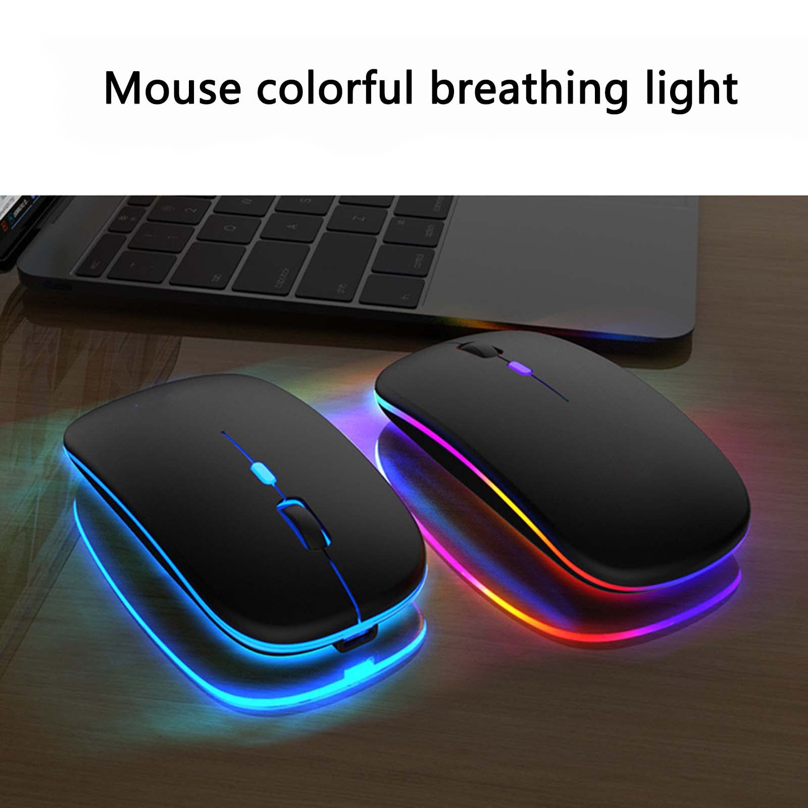 Mysz Mysz bezprzewodowa Mysz komputerowa do laptopa USB do gier Bluetooth Ergonomiczna mysz Urządzenie wskazujące Optyczne śledzenie Ładowalna kolorowa lampa oddechowa Regulowana czułość DPI(Schwarz)