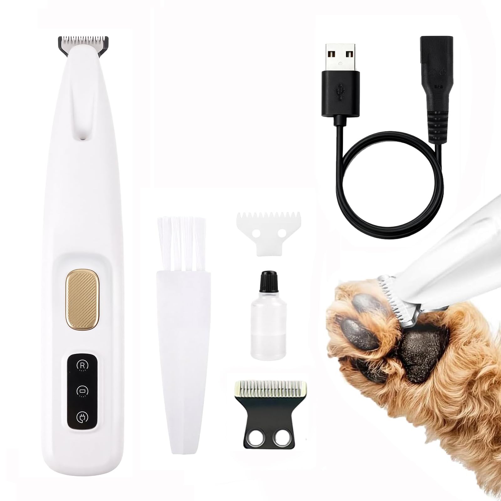 Tondeuse de Précision pour Chat avec Lumière LED, tondeuse chat poils longs noeud, Étanche, Rechargeable USB Rasoir pour Pattes, Visage, Yeux, Oreilles et Toilettage Zones Sensibles (1 PCS)