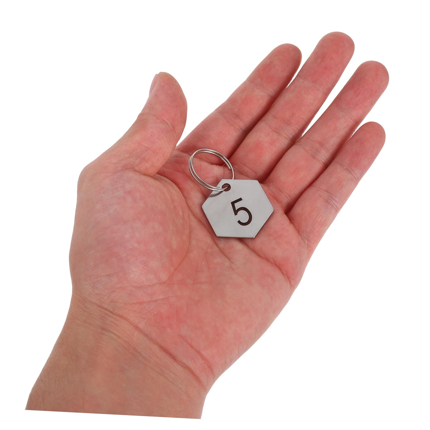 50 pezzi Etichette Numerate Esagonali in Acciaio Inossidabile con Portachiavi Targhette Metalliche Resistenti per Chiavi Armadietti e Organizzazione