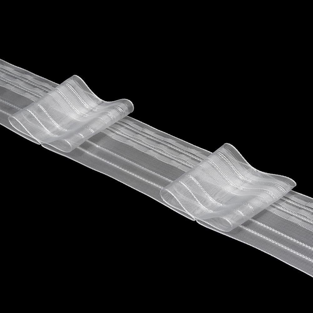 Oz-Is Dar Tekstil Gardinenband 50 Meter Flachfalten 80 mm 1:2.0 100% Polyester Transparent Faltenband zum Annähen für Vorhänge und Gardinen 4355MP