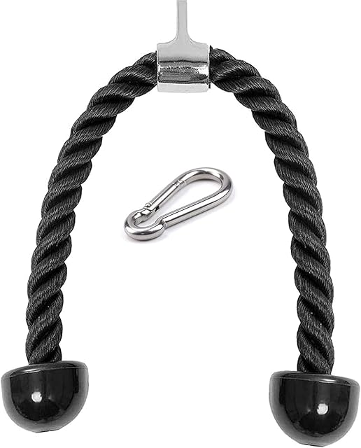 Anjing Tricep Push Pull Down Rope for Multi Gym Cable Attachment Fitness Rope Complete with Snap Hook Carabiner