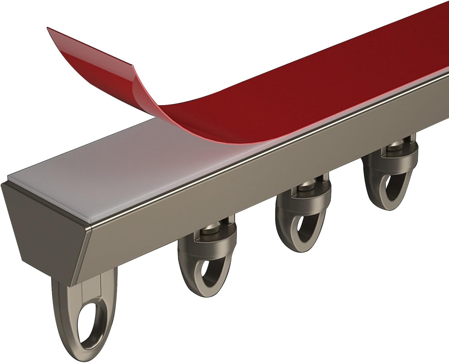 Ultra-Thin Ceiling Track Room Divider - No Drill, V-Sd Design with Silent Rollers, Champagne & White, 4.6m Length, Ideal for Bedroom & Living Room Decor