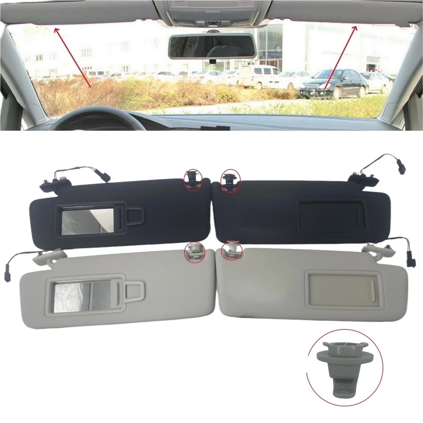 Auto Sonnenschutz Make-up Spiegel Anti-Glare Abschirmung Platte Für VW ID.6 Für CROZZ 2021 2022 2023 2024 2025(Black Left)