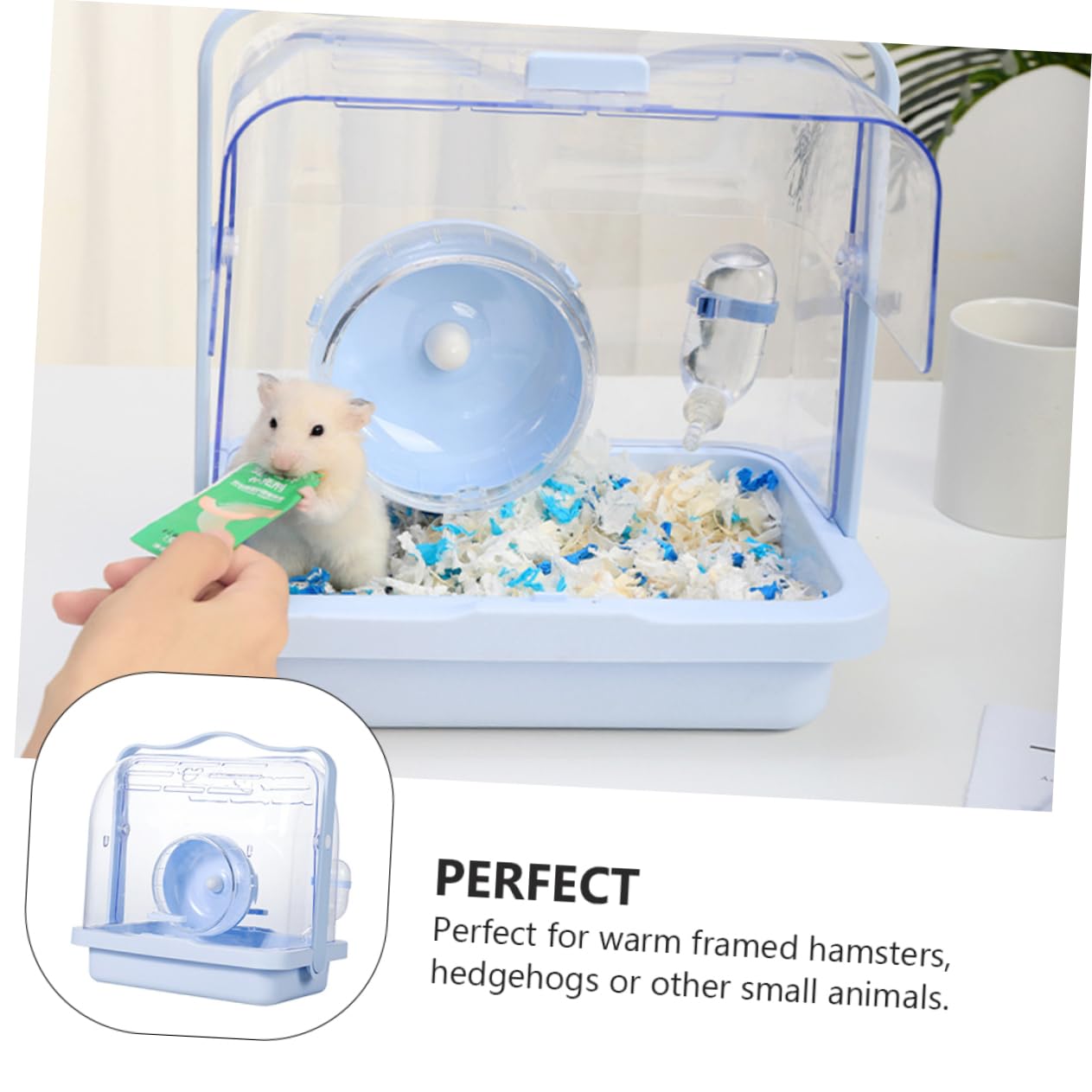 Tragbarer Kleintier Transportkäfig Hamsterkäfig Blau Kunststoff