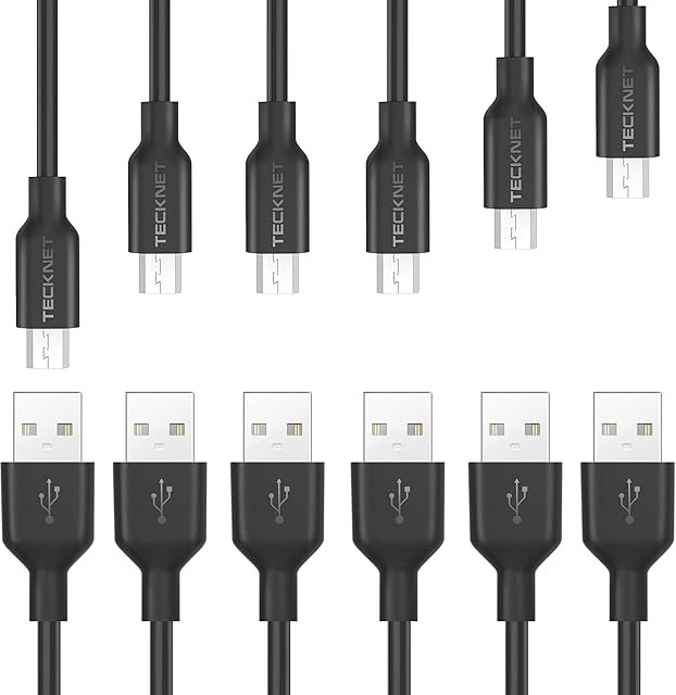 [6-Pack] TECKNET Micro USB Charger Cable, Android Charger Cable, Short & Long (0.1M,0.3M,1M*3, 2M) 2.4A Fast USB Charging Cable Compatible with Samsung Galaxy, Nexus, LG, PS4, HTC, Kindle and More