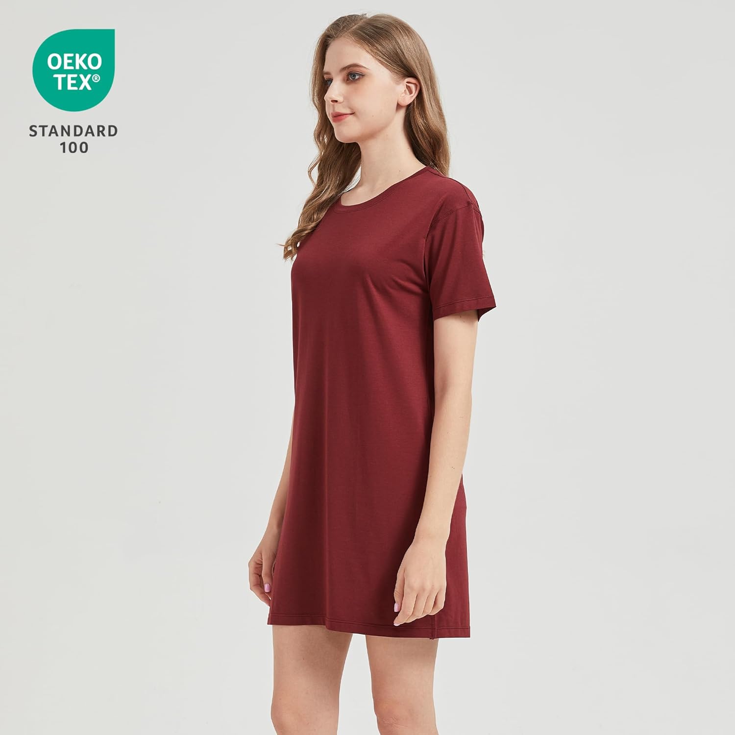 netdraw Women's Ultra Soft Bamboo Viscose Nightgowns Cooling T-Shirt Dress Pajamas Cotton Lightweight Sleepwear - Image 2