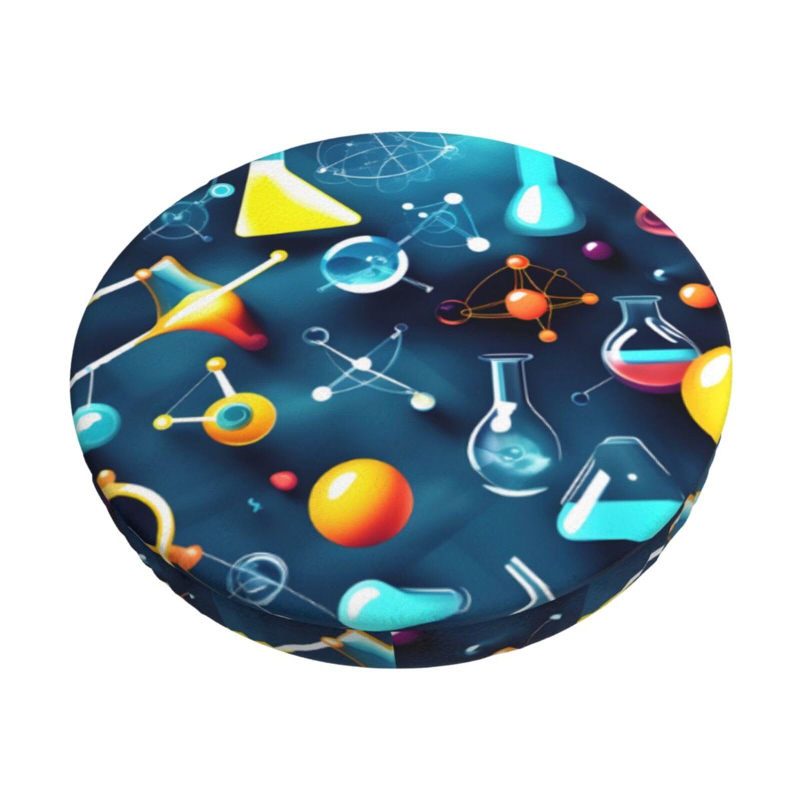ACVnbm Abstract Science Chemistry Print Round Bar Chair Cushion Cover, Elastic Chair Protector For Kitchen Bar Dining