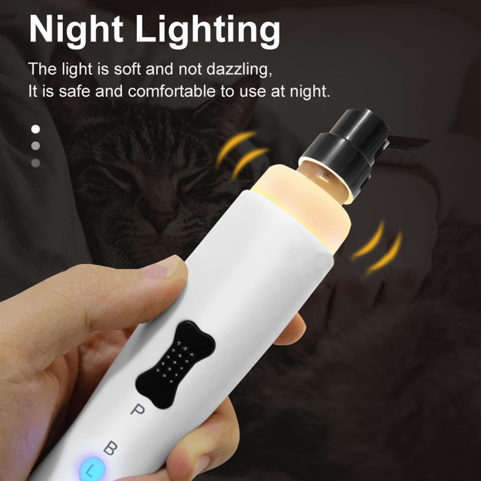 Cortauñas para Perro Y Gato con Luz LED, Lima De Uñas Électrica para Perros Mascotas Pequeño/Grande, Almolador para Perros,Amoladora De Uñas Recargable De Bajo Ruido,2 Velocidades