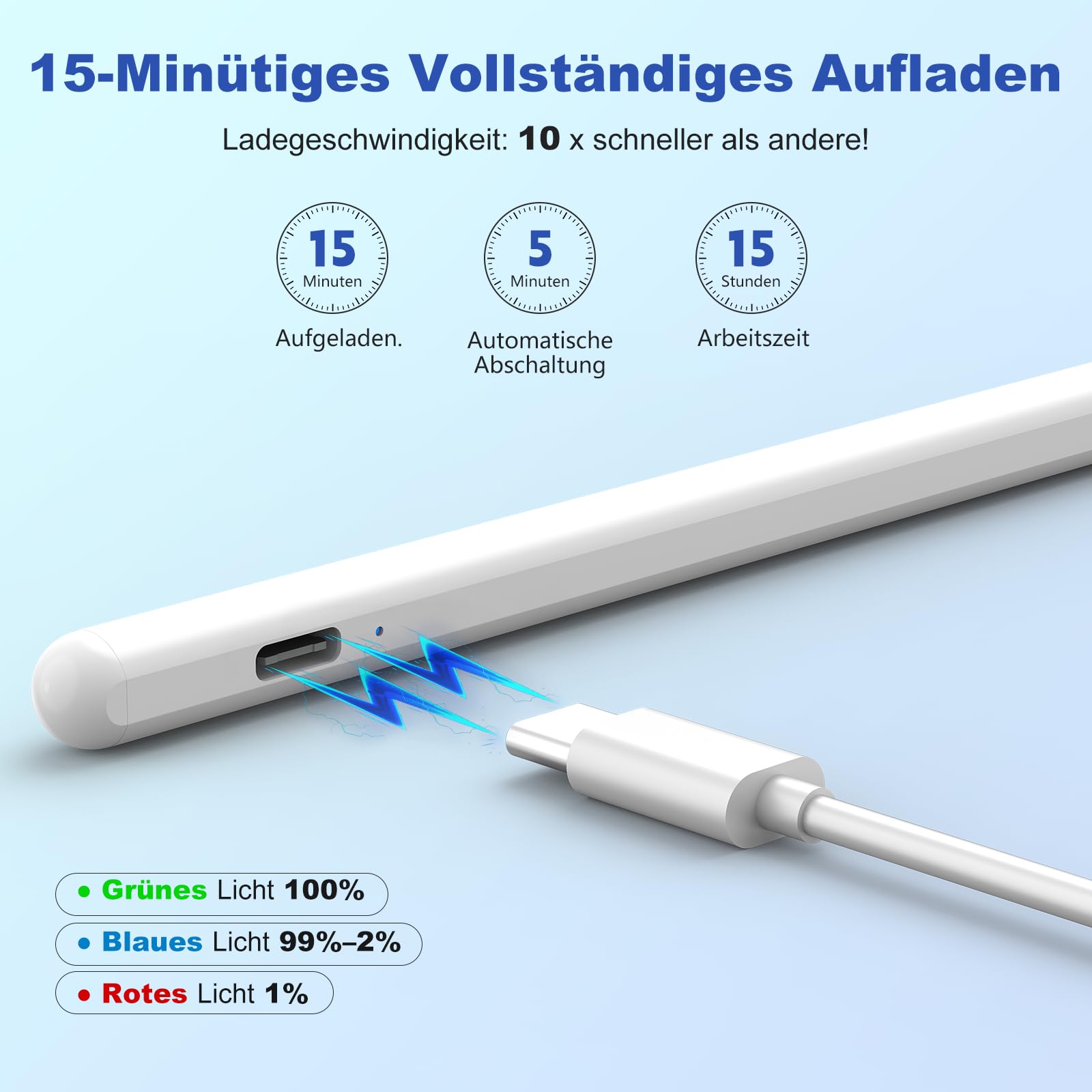 Stylus Pen Tablet Android, KBCASE Penna per Tablet Compatibile Samsung/iPhone/Lenovo/Xiaomi/Huawei/Android Touch Screen, Stylus Pencil with Sensibile all'Inclinazione con 3 Punte
