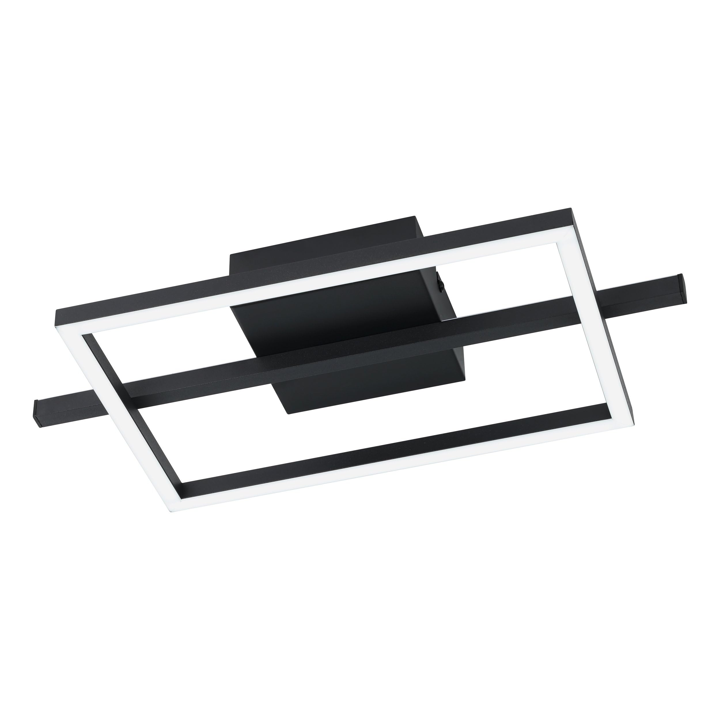 Eglo LED Ceiling Light Fitting Amandolo, Square Ceiling lamp dimmable with Remote Control, Geometric Light Fixture Made of Black Metal, Warm White-Cold White, RGB Backlight