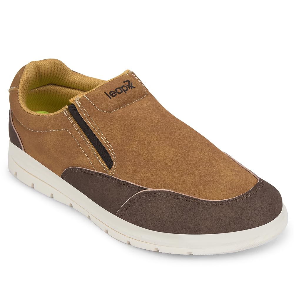 Leap7x FRINKS-2E Casual Non Lacing Sneakers for Men - Black & Camel | Suitable for Travel, College, Office | Comfortable Slip-On Casual Shoes | Lightweight Stylish Fashion Footwear for Gents-image-40