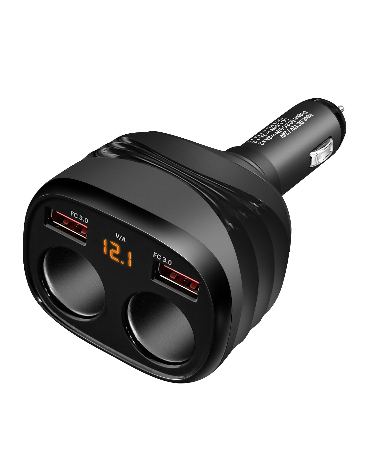 REDTIGER 4 in 1 Car Charger Adapter, 2 Sockets Cigarette Lighter Splitter 12/24V 18W for Dash cam, Dual USB Ports for Phones or Other USB Devices