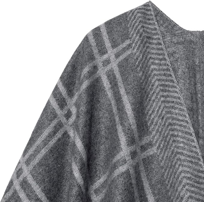 Image of LittleMax Women's Shawl Wraps, Fall Clothes Open Front Boho Cardigan Plaid Knitted Sweater