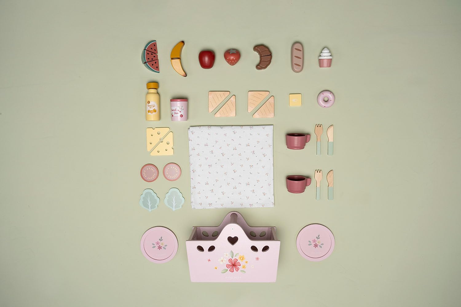 Little Dutch 8025 FSC Holz Picknick-Set - rosa