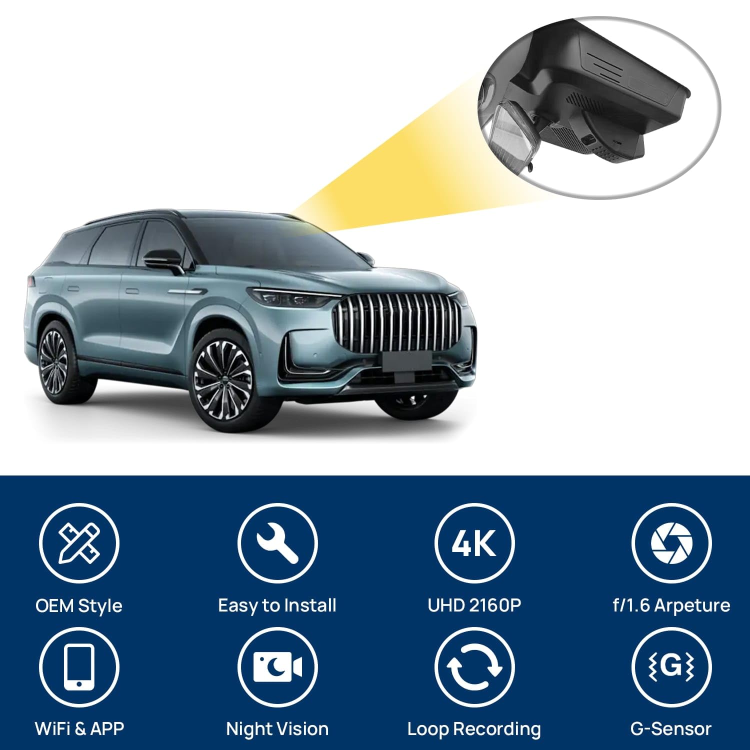 4K WiFi Kamera samochodowa dla Chery Tiggo 9 (Jaecoo j8) 2023-2025, zasilanie OBD, noktowizor, nagrywanie w pętli, kamera przednia i tylna, karta 128 GB