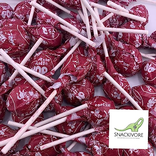 Tootsie Pops Lollipops, Red Raspberry Tootsie Pops Bulk Bag Of 60 Tootsie Pops (Approx. 2.5Lbs Of Red Tootsie Roll Pops) By Snackivore. #TOP22