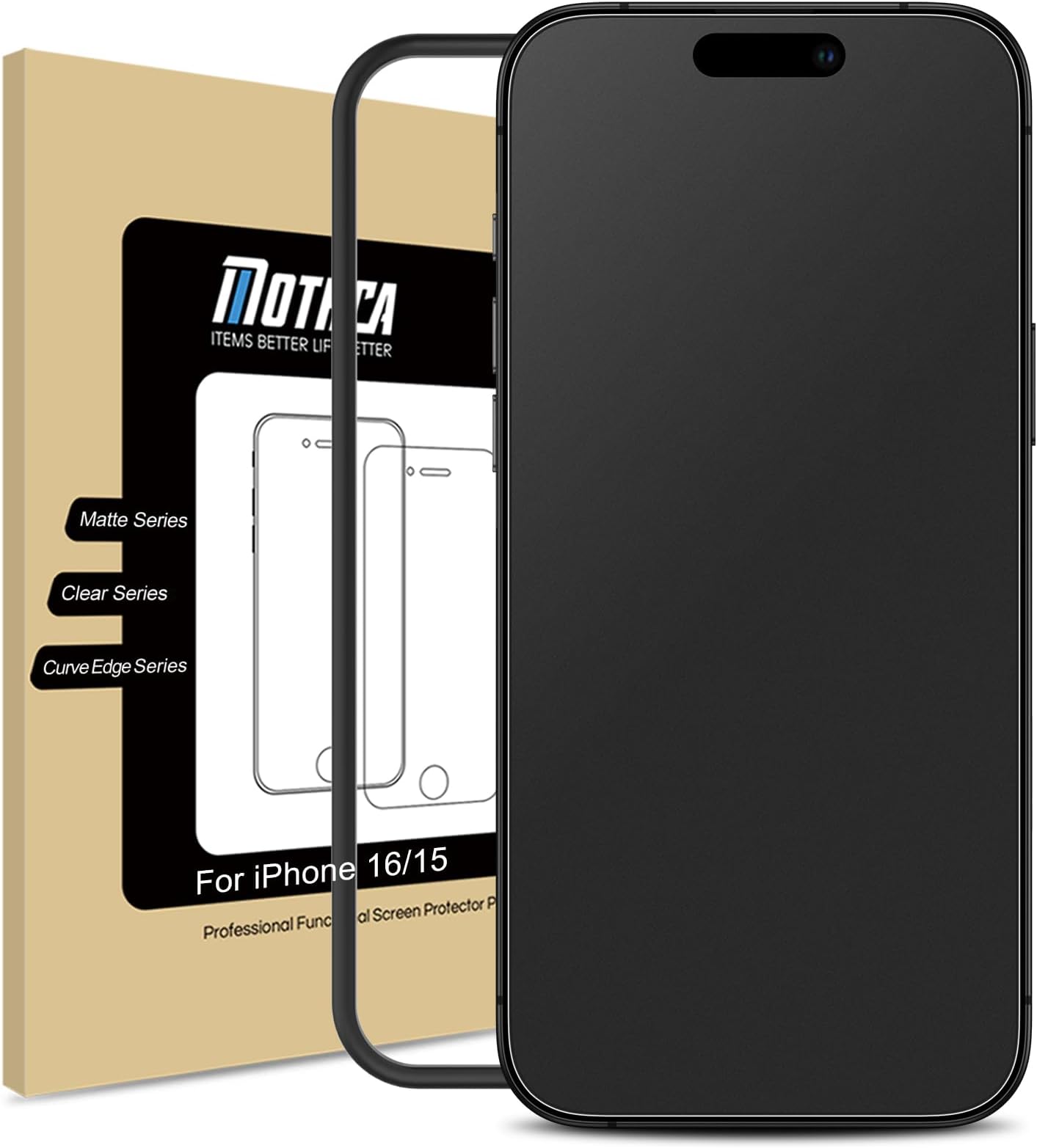 Matte Screen Protector for iPhone 16/ iPhone 15, 9H Tempered Glass Matte Anti-Glare & Anti-Fingerprint, Bubble-Free Installation (1 PCS)