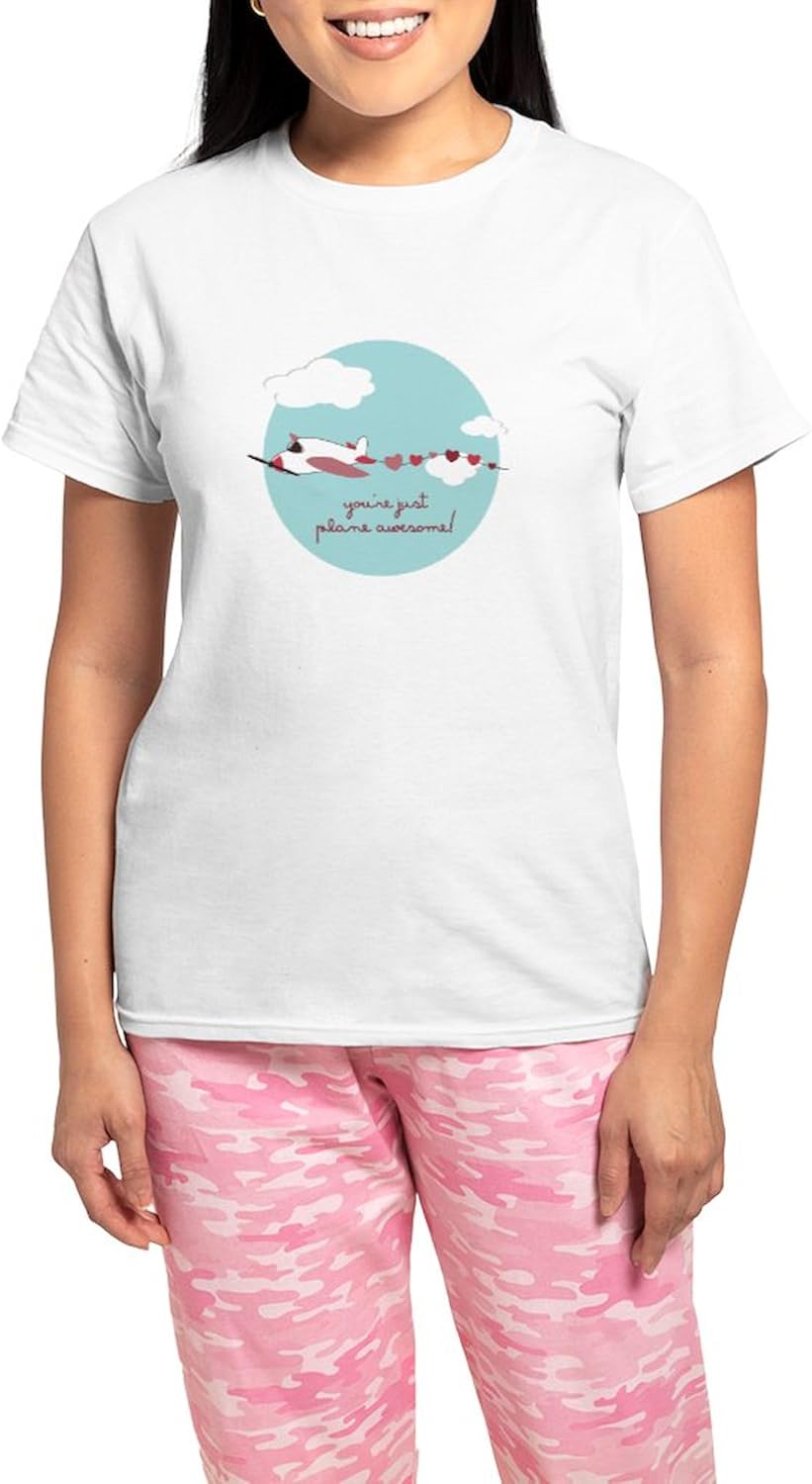 CafePress Plane Awesome Pajamas Women's Novelty Cotton Pajama Set, Comfortable PJ Sleepwear