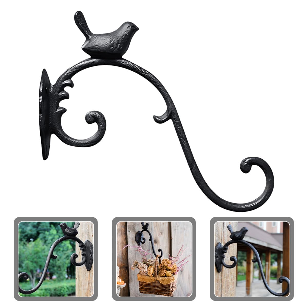 INOOMP Crochet Suspendre en Fonte pour Jardinière Murale Support Décoratif pour Paniers de Fleurs et Luminaire de Balcon ou Salon