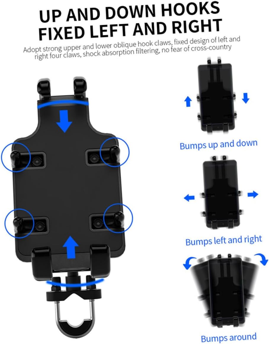 1Set Motorcycle Phone Mount Holder Detachable Design Heat Easy Installation for Handlebar Compatible with Various Smartphones