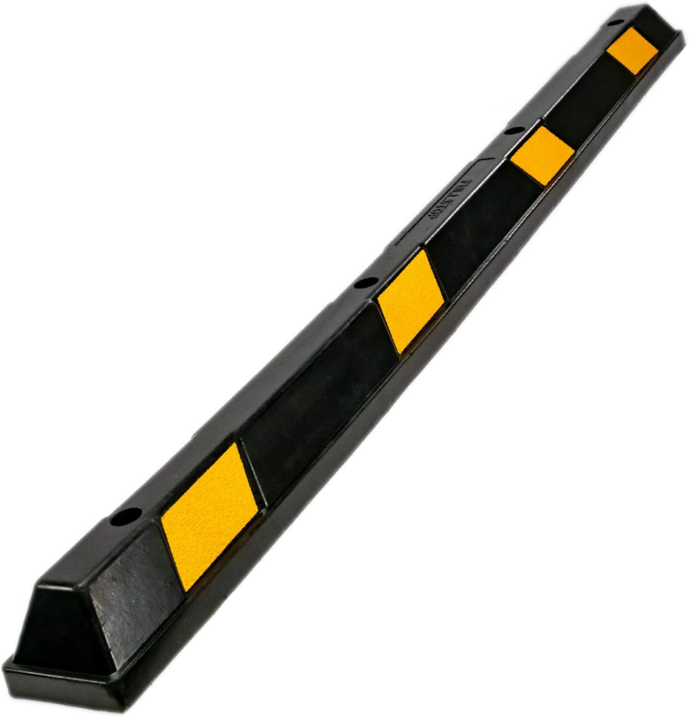 Lubatis Fullstop Vehicle Parking Block, Black Commercial Heavy Duty Rubber Curb with 8 ScatterGlass Reflective Yellow Targets for Car, Truck, RV and Trailer Stop Aid, 72 Inches Long x 4 Inches High