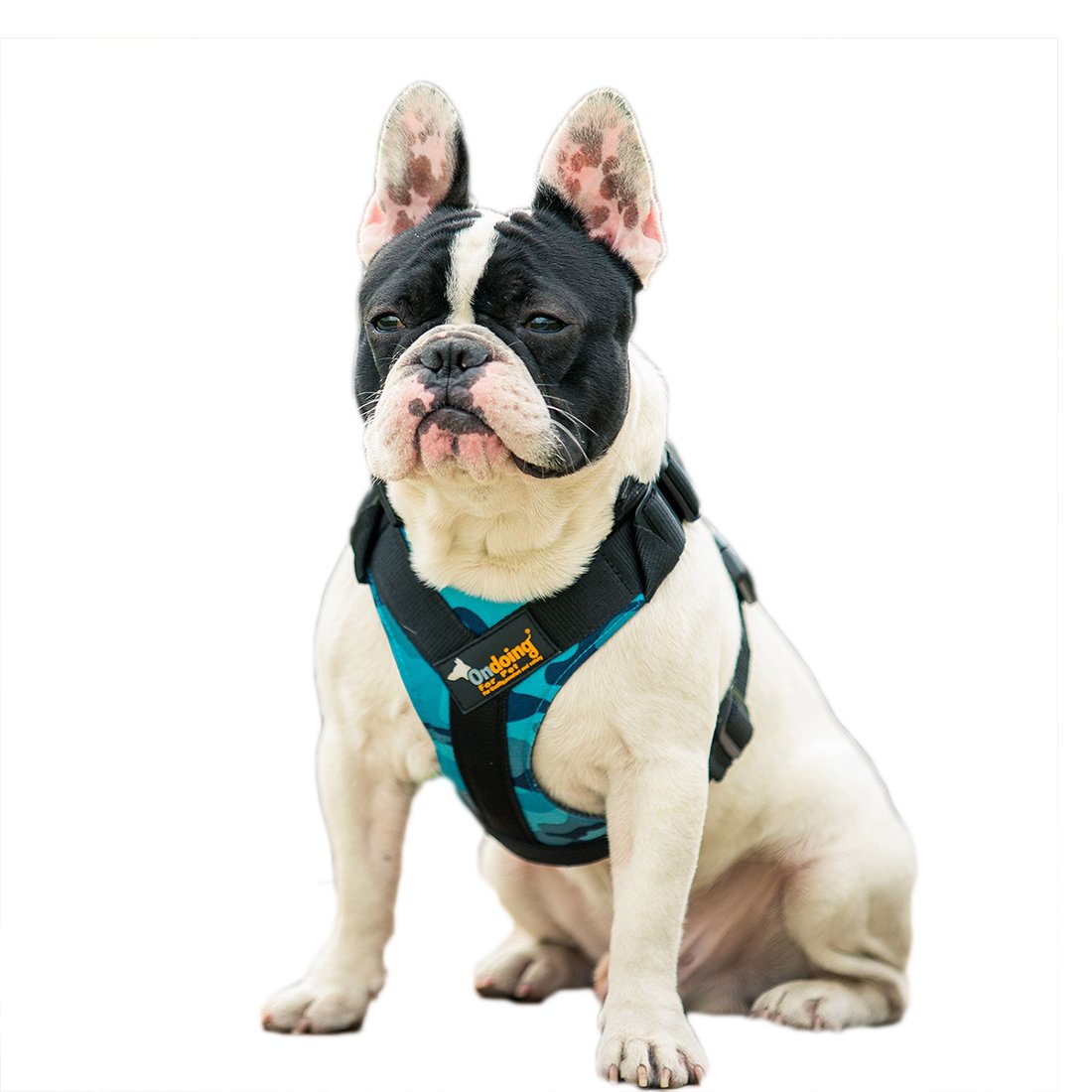 Ondoing No-Pull Dog Harness Safe Vest Adjustable Chest Harness Heavy Duty Car Harness Escape Proof Padded Training Harness Small Medium Large Dogs (Camouflage blue, S) โ image 1
