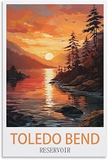 Toledo Bend Reservoir Vintage Travel Poster Sunset Wall Art Picture Print Canvas Art Poster Modern Family Bedroom Decor Posters 12x18inch(30x45cm)