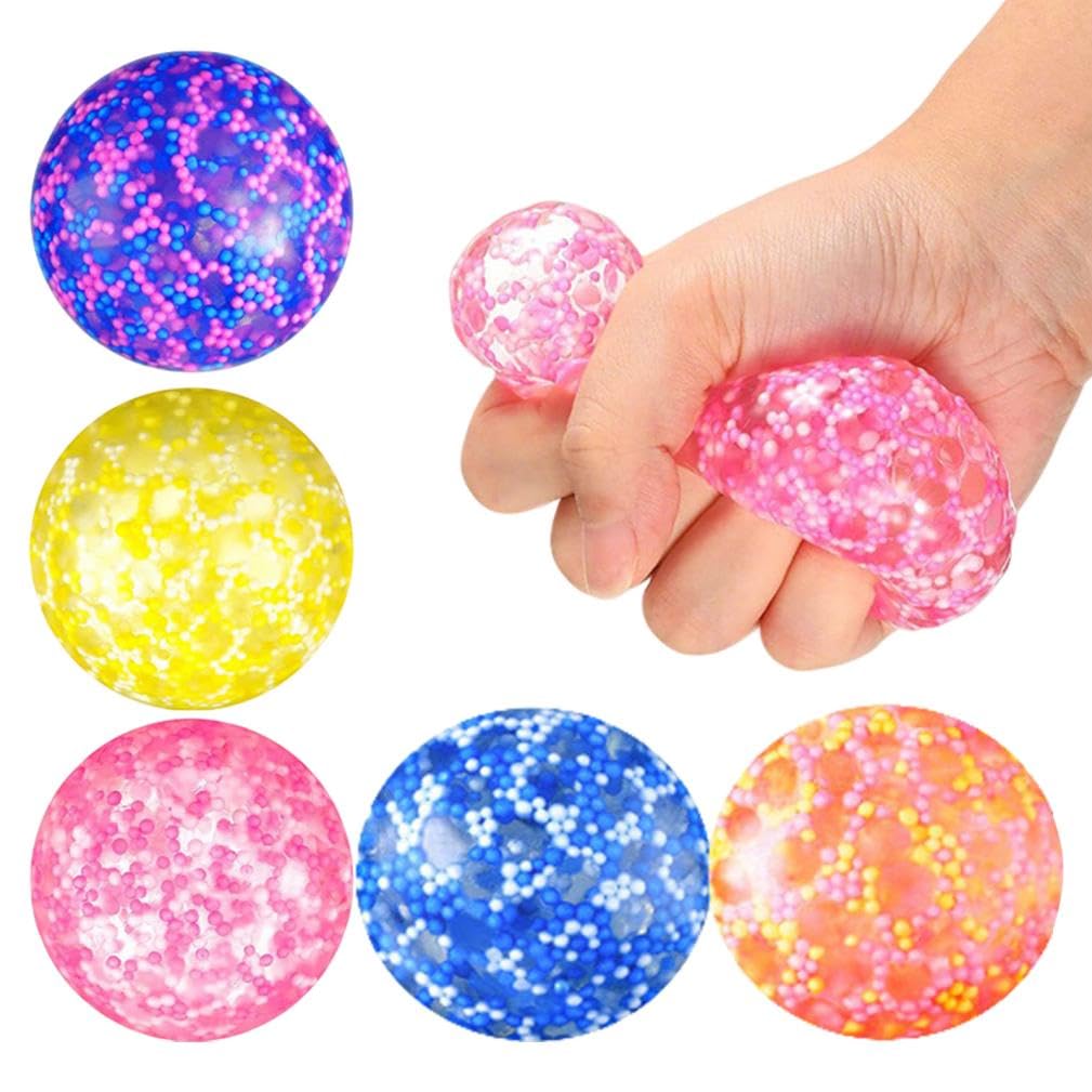 2.36in Foam Bead Ball Squeeze Toy - Stress Relief Fidget Toy for Kids & Adults, Random Colour Squishy Anxiety Ball Ideal Party Bag Filler for Boys Girls Ages 6 7 8 9 10 11 12