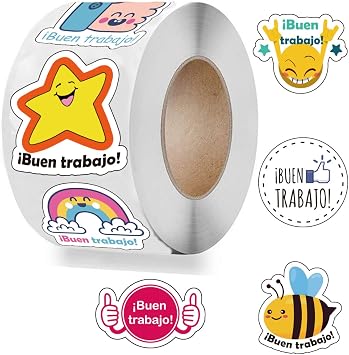 Spanish Good Job Stickers Buen Trabajo Reward Decal for Kids, Spanish Teachers, Classroom & Homeschool - Well Done & Good Work Labels