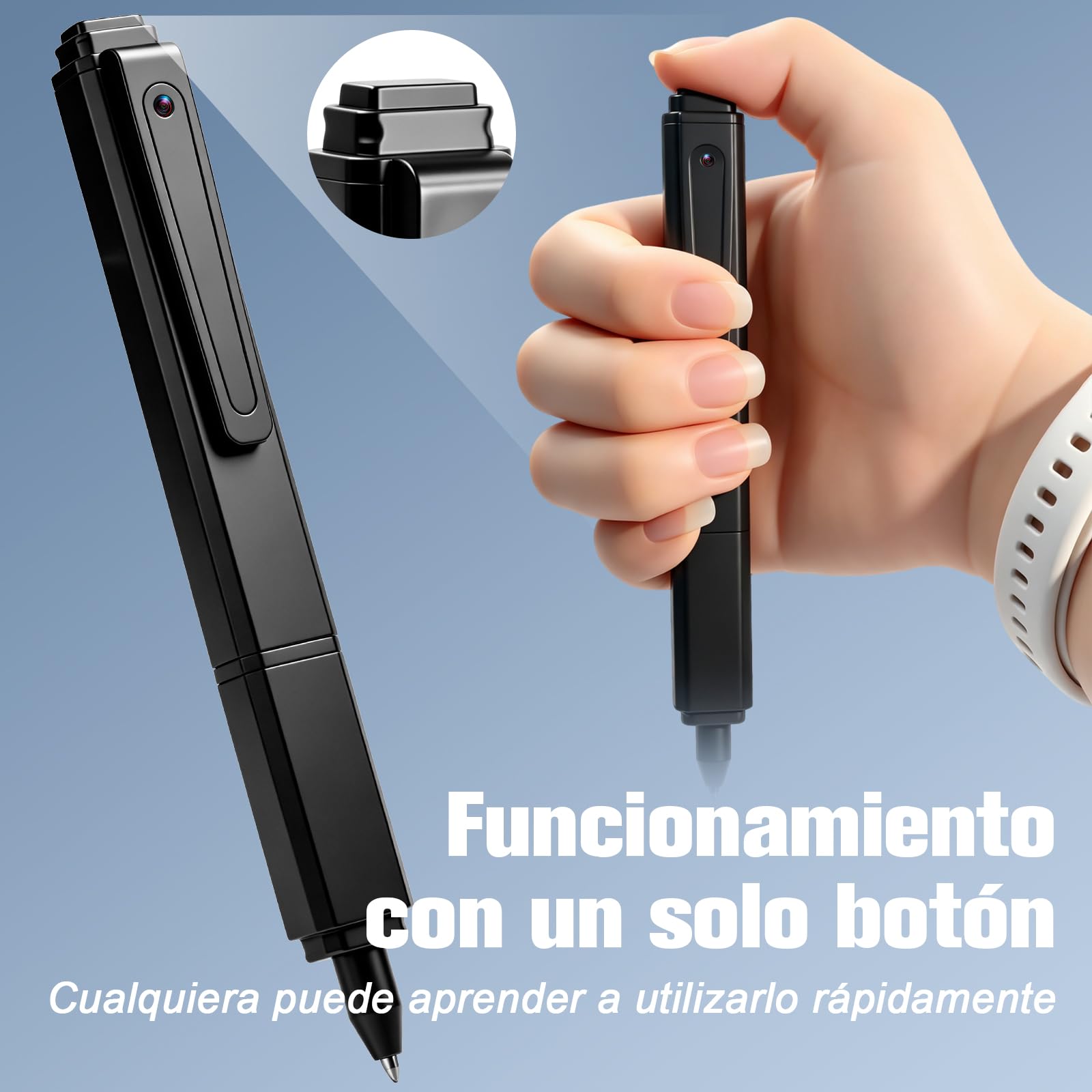 Mini Boligrafo Cámara HD 1080P, Portátil Oculta Camuflada Bolígrafo Cámara, Mini Camara Espia Oculta con grabación en bucle, Vídeo/Foto para el hogar, la oficina, el trabajo y otras actividades