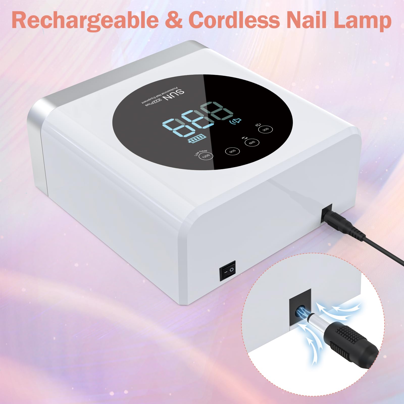 NAILGIRLS Lampade UV Per Unghie, Lampada LED UV per Unghie Ricaricabile 150 W,Portatile Lampada per Unghie Senza Fili Fornetto Unghie 4 Timer Sensore Automatico, Asciuga Unghie per Manicure Pedicure
