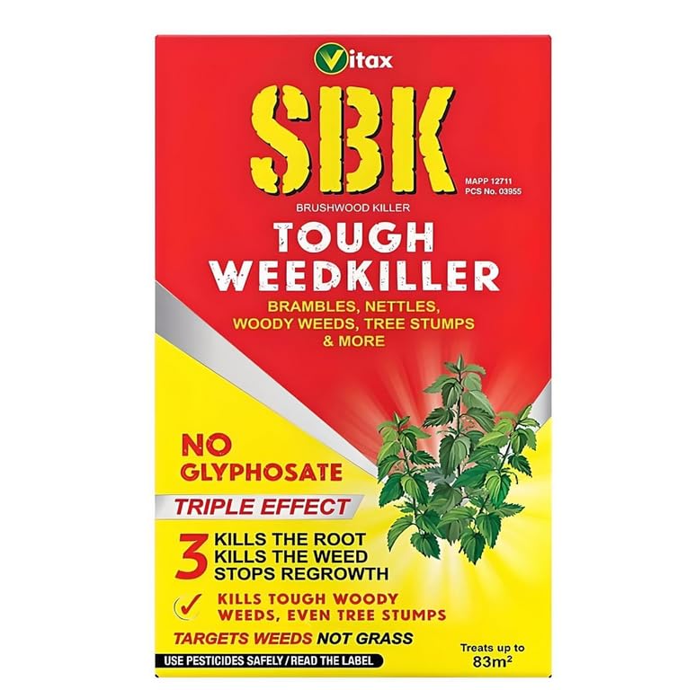 SBK Brushwood Killer, Tough Weedkiller for Brambles, Nettles, Woody Weeds & Tree Stumps, Kills the Root & Weed Not Grass, Prevents Regrowth, Glyphosate-Free Solution (250ML)
