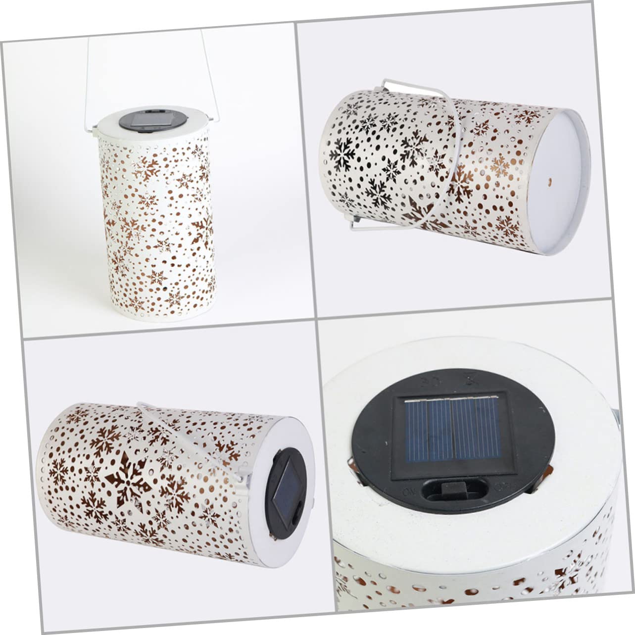 Lanterna Solare in Ferro Bianco per Esterno, Decorativa da Giardino