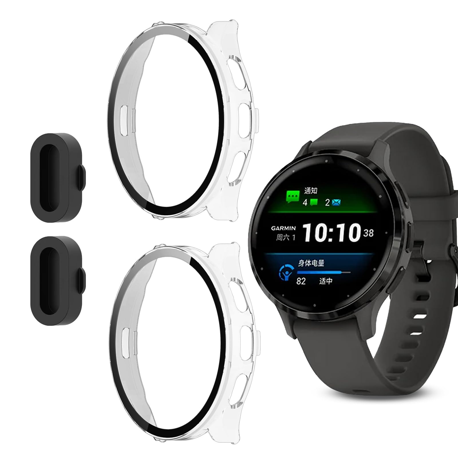 Photo 1 of 2 Pack for Garmin Venu 3s Smartwatch Screen Protector Case,Full Coverage HD Ultra-Thin Scratch Resistant Protective Cover Accessories,Hard PC Material with Built-in Tempered Glass Film(Clear+Clear)