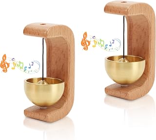 2PCS Shopkeepers Bell for Door Opening, Magnetic Wooden Wind Chime Mini Door Bell Door Chime for Business When Entering Reminder Bell Dopamine Decor for Room Refrigerator Garden (Light Color)