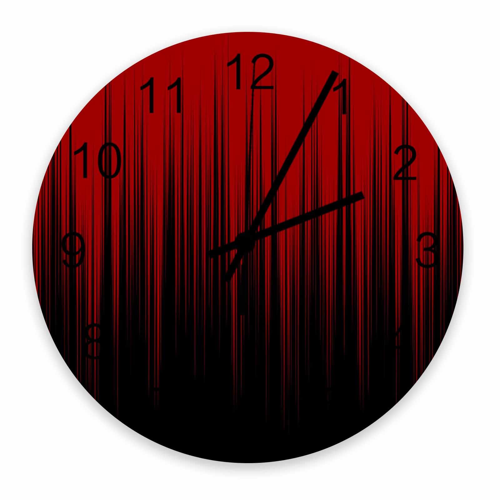Horloge murale silencieuse rouge noir sans tic-tac grande taille pour salon