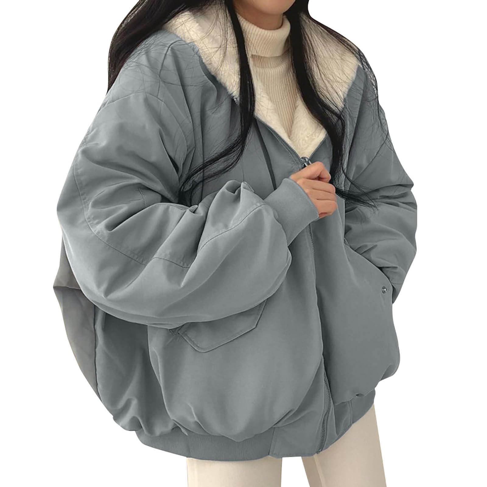 Warme Winterjacke Damen Gefüttert Sweatjacke Mit Kapuze Wintermantel
