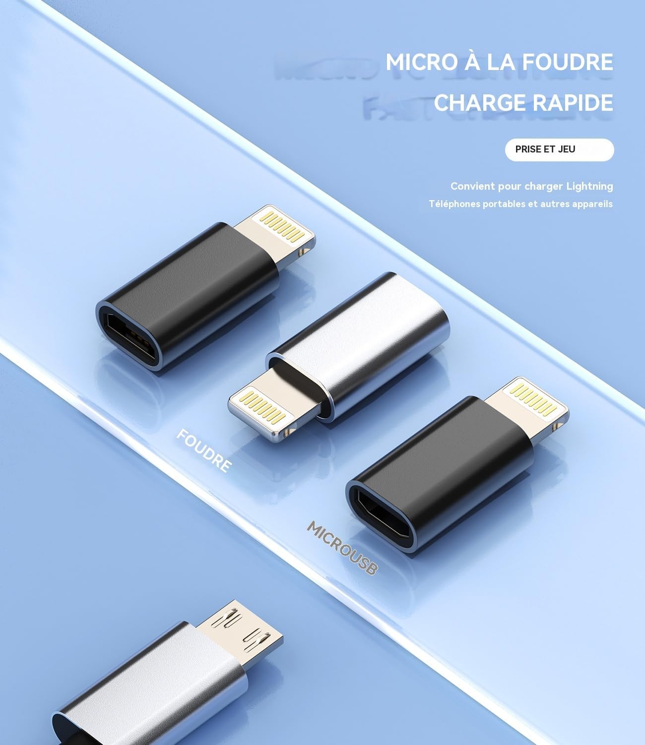 Adapter Micro USB do Lightning Apple MFi Certified iPhone 14 13 12 11 Pro Max 3pack