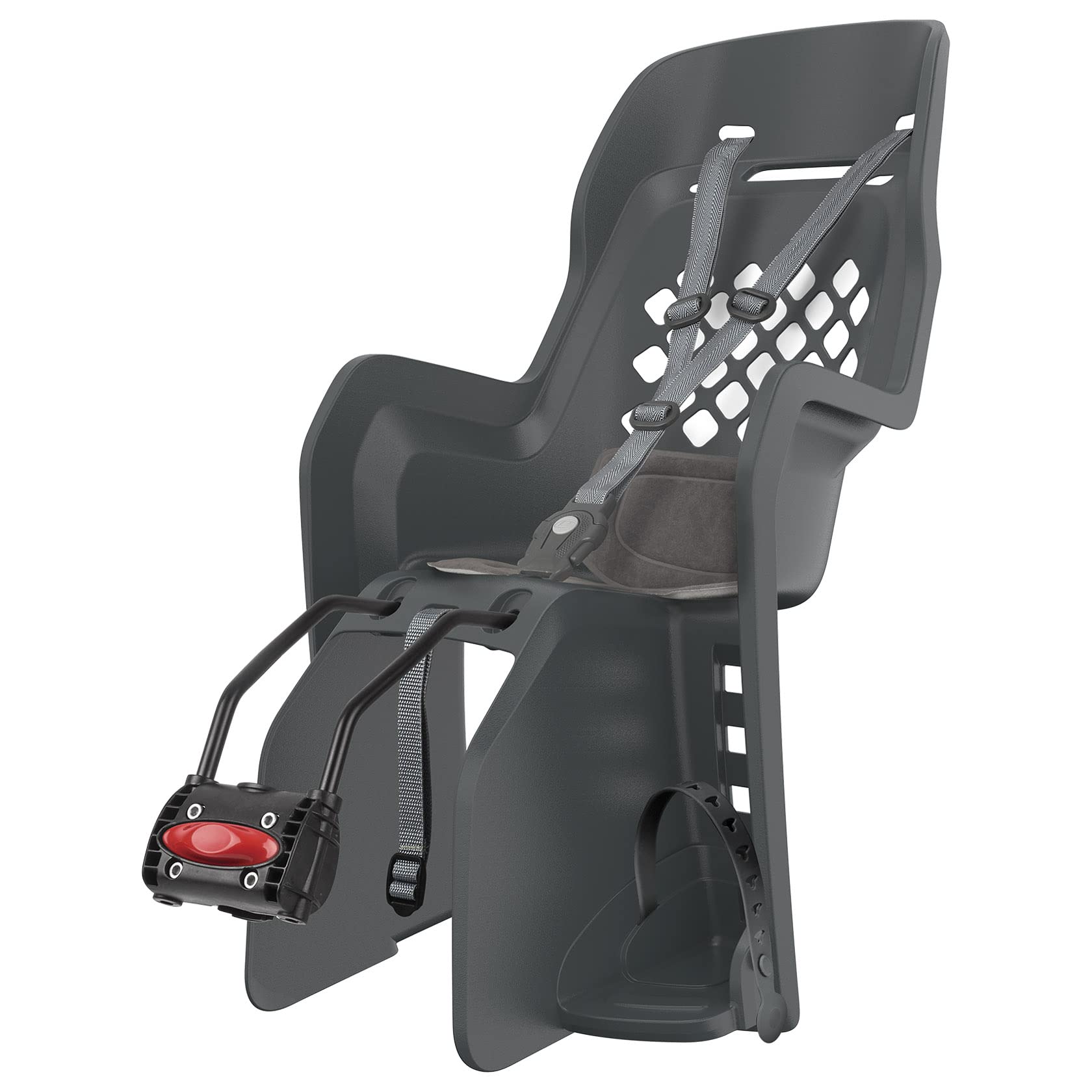 POLISPORT 8406500004 - Siège arrière Joy FF pour vélos avec Roues de 26'' à 28'' adapté aux Enfants pesant de 9 à 22Kg avec ancrage au Cadre en Color Gris Foncé