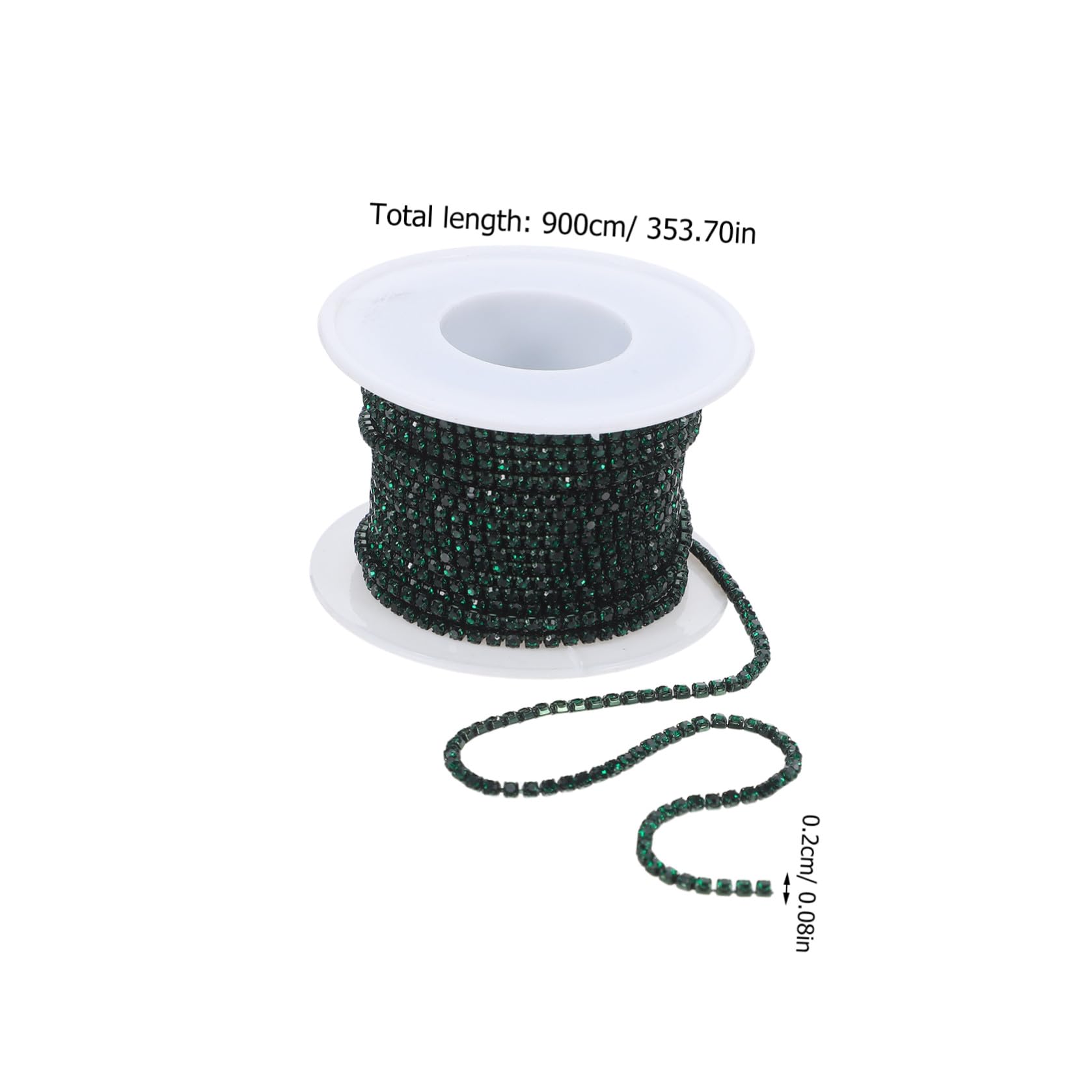 Sosoport Cadena de Gemas de Imitación 2 Mm 10 Yardas Verde Profundo, Rollo para Decoración de Prendas, Accesorios y Manualidades Diy, Cinta de Cuentas para Joyería, Ropa, Zapatos y Bolsos — view 2